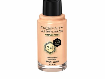 Crème Make-up Base Max Factor Face Finity All Day Flawless 3-in-1 Spf 20 Nº N42 Ivory 30 ml Supply