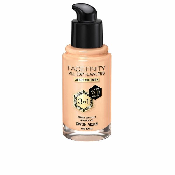 Crème Make-up Base Max Factor Face Finity All Day Flawless 3-in-1 Spf 20 Nº N42 Ivory 30 ml Supply