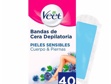 Body Hair Removal Strips Veet Pure Sensitive skin Body Legs (40 Units) Hot on Sale