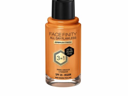 Crème Make-up Base Max Factor Face Finity All Day Flawless 3-in-1 Spf 20 Nº W89 Warm praline 30 ml Supply