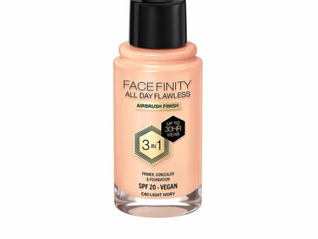 Crème Make-up Base Max Factor Face Finity All Day Flawless 3-in-1 Spf 20 Nº C40 Light ivory 30 ml Sale