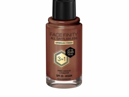 Crème Make-up Base Max Factor Face Finity All Day Flawless 3-in-1 Spf 20 Nº C110 Espresso 30 ml For Sale