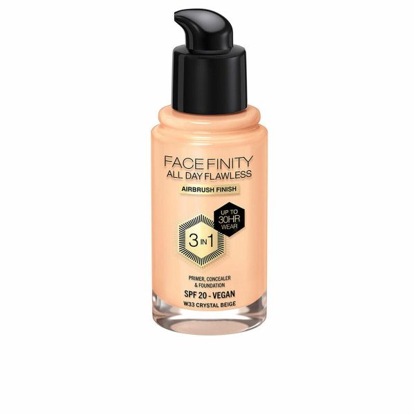 Crème Make-up Base Max Factor Face Finity All Day Flawless 3-in-1 Spf 20 Nº W33 Crystal beige 30 ml For Cheap