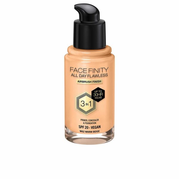 Crème Make-up Base Max Factor Face Finity All Day Flawless 3-in-1 Spf 20 Nº W62 Warm beige 30 ml For Cheap